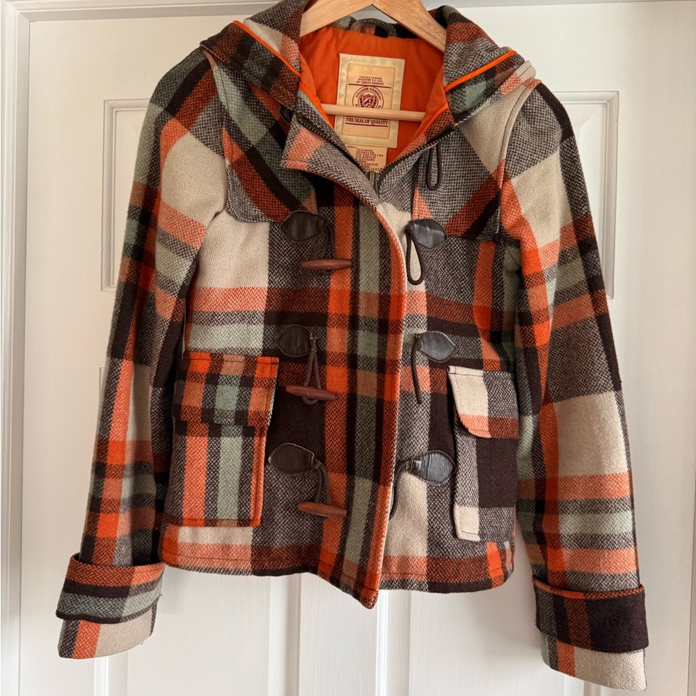 Vintage Hollister Orange and Cream Wool Blend Coat